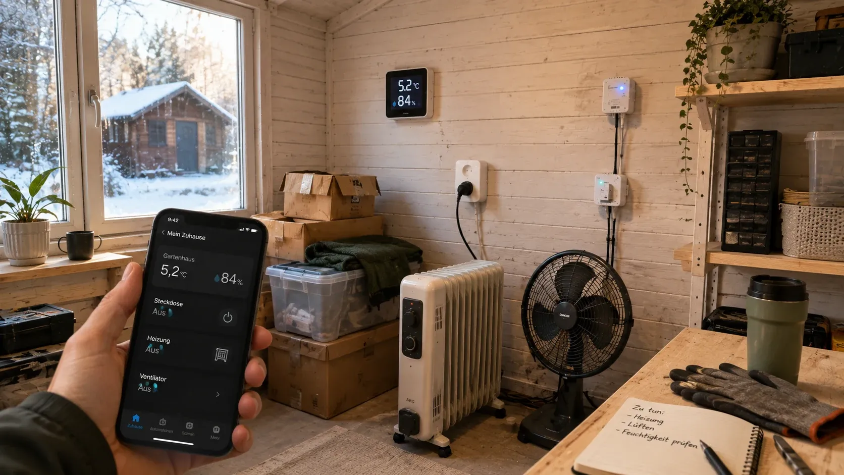 The garden house before Home Assistant: cold, humid, and still requiring manual control despite several smart devices.