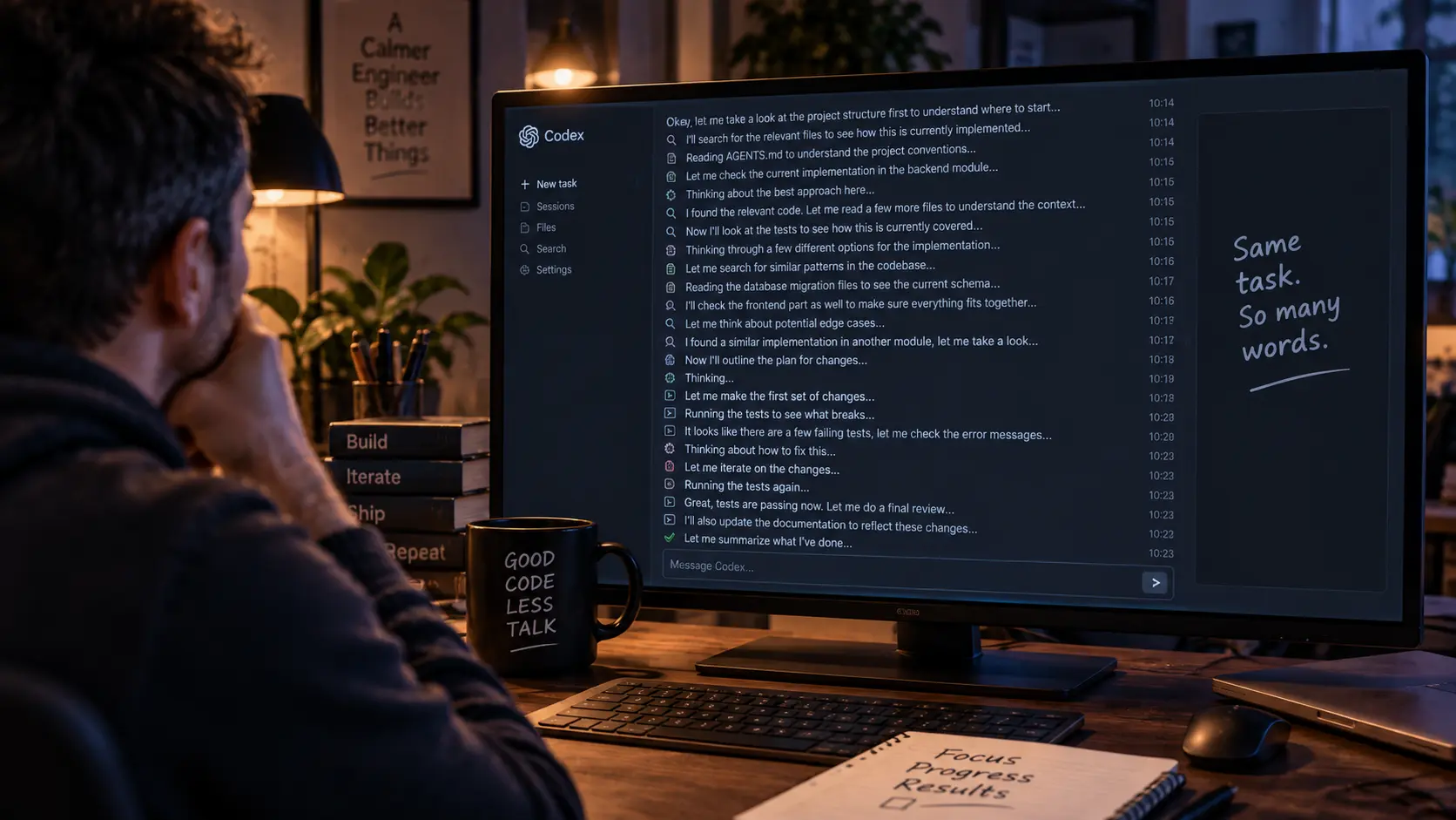 The first visible symptom: Codex suddenly had a lot more to say.